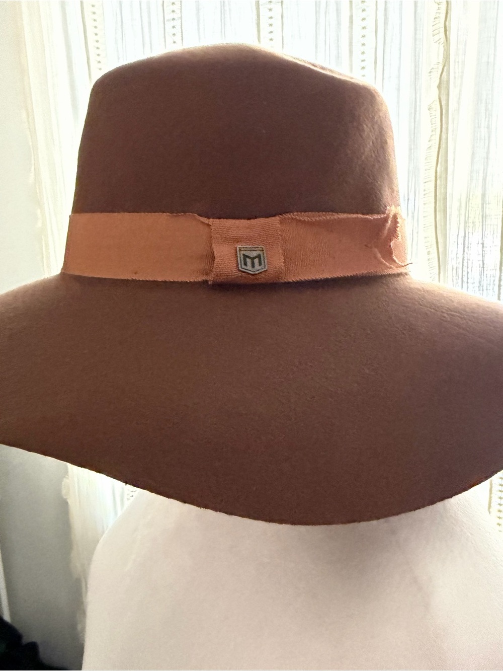 Mossant Paris 100% Wool Wide Brim Fedora Hat Brown Tan Size 57cm / M Retail $75